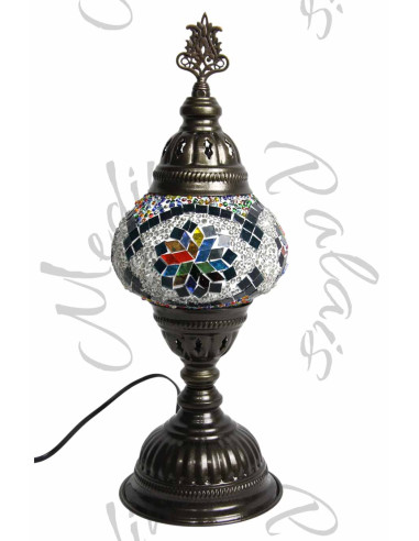 Turkish Mosaic Lamp with turquoise arabesques,...