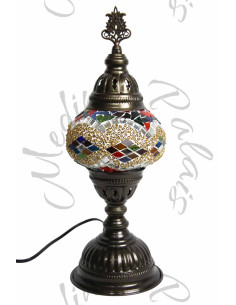 Lampe turque en mosaïque à losanges jaunes et orange, 15 po 2
