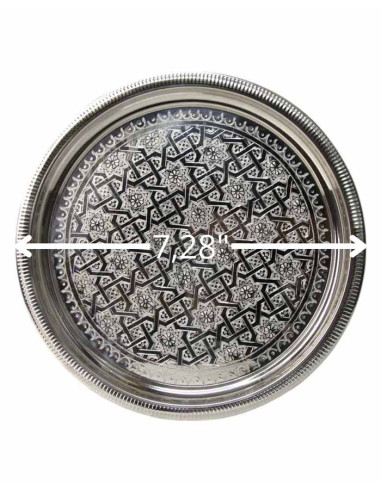 Moroccan Silver-Plated Copper Tray – 18.5 cm