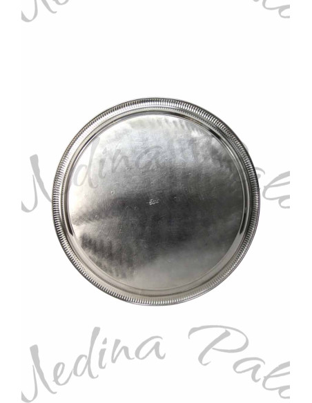 Moroccan Silver-Plated Copper Tray – 23.5 cm