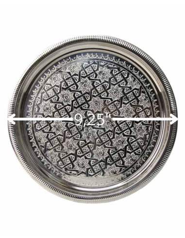 Moroccan Silver-Plated Copper Tray – 23.5 cm