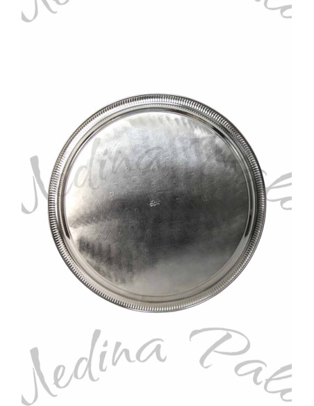 Moroccan Silver-Plated Copper Tray – 29 cm