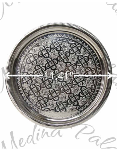 Plateau marocain en cuivre argenté – 29 cm