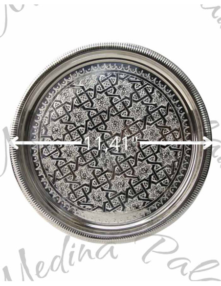 Moroccan Silver-Plated Copper Tray – 29 cm