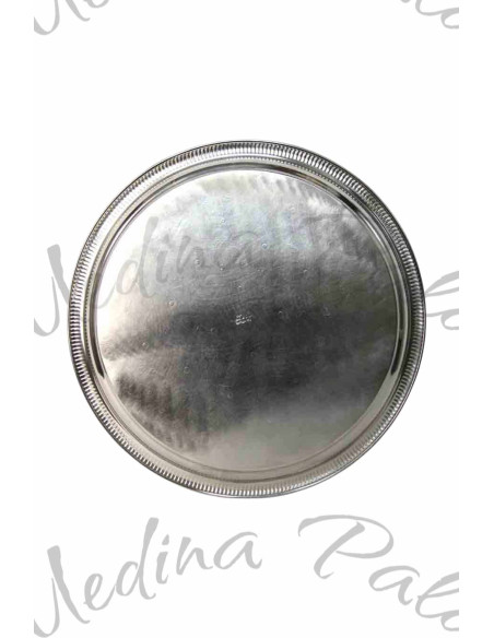 Moroccan Silver-Plated Copper Tray – 33.5 cm