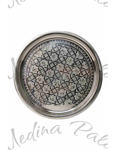 Moroccan Silver-Plated Copper Tray – 38.5 cm