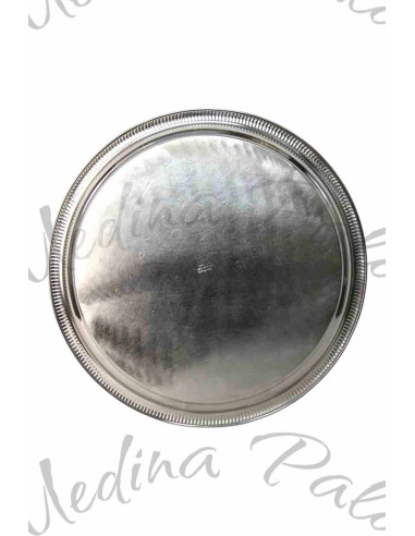 Moroccan Silver-Plated Copper Tray – 38.5 cm