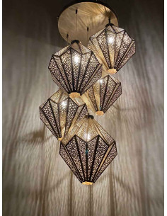 Lustre marocain en cuivre en spirale, 5 lampes, 41 po 2