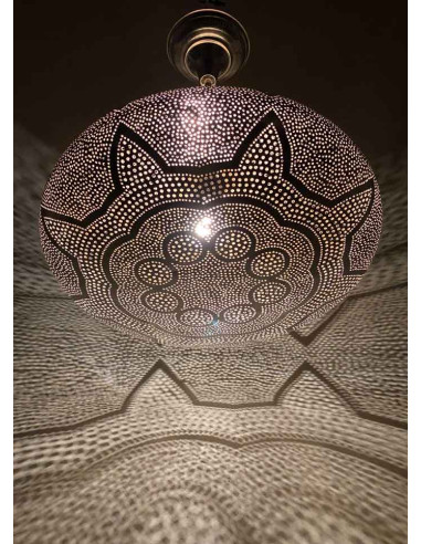 Moroccan Silver Khobza 2 Ceiling Light, star...