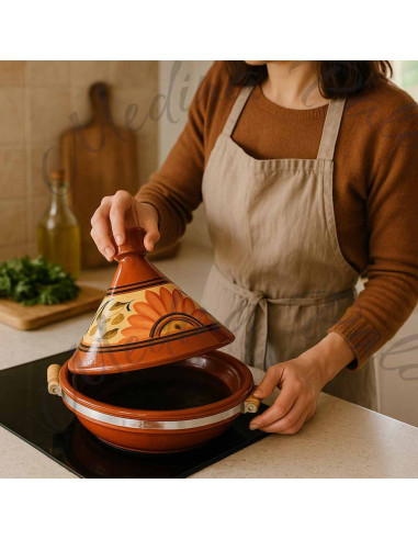 Hand-Painted Moroccan Clay Tagine 33 cm (13 in)...
