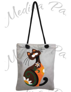 Tote bag à chat orange et noir 2