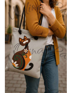 Tote bag à chat orange et noir