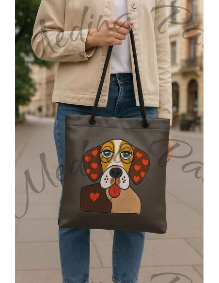 Tote bag gris à chien