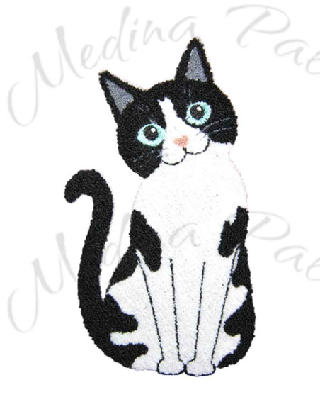 Caramel tote bag with black and white cat