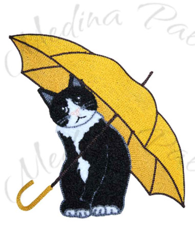 Tote bag à chat au parapluie jaune