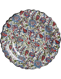 10 in scalloped Turkish plate, red and blue flowers