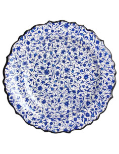 10 in scalloped Turkish plate, blue flowers on white