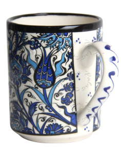 White mug with blue flowers and foliage 2