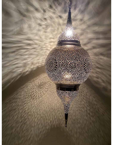 Lustre marocain en cuivre argenté, grand...