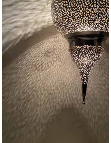 Lustre marocain en cuivre argenté, grand...