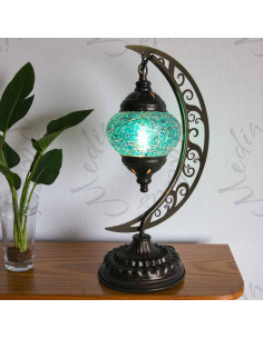 Lampe turque en mosaïque multicolore, 13 po