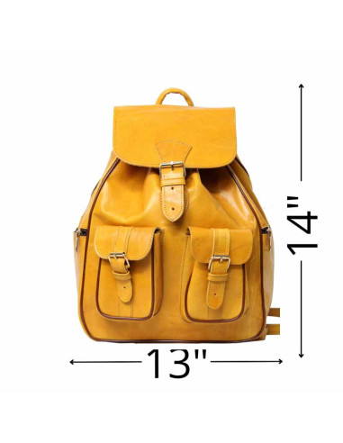 Yellow Goat Leather Backpack, 2 Sizes
