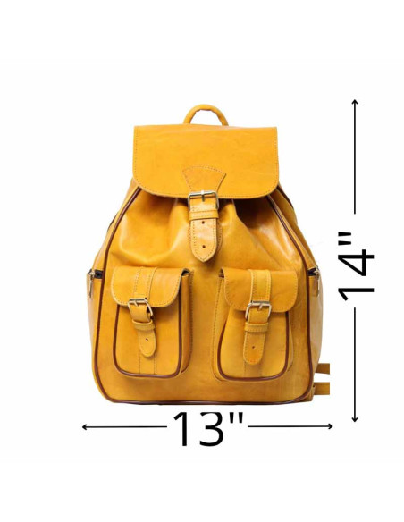 Sac à dos en cuir de chèvre jaune, 2 tailles