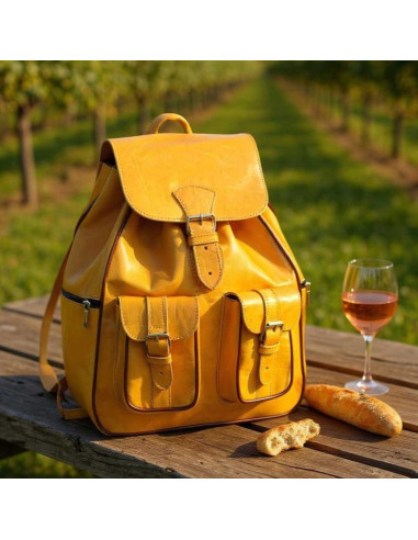 Yellow Goat Leather Backpack, 2 Sizes