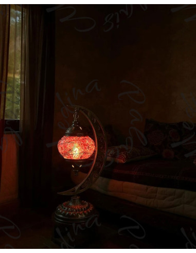 Turkish Moon Lamp, Red Mosaic T1