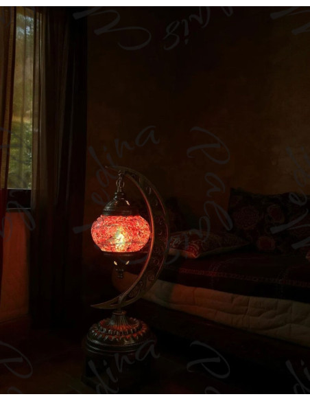 Turkish Moon Lamp, Red Mosaic T1