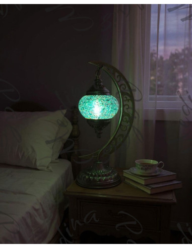 Turkish Moon Lamp, Blue Mosaic T1