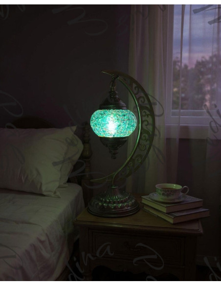 Turkish Moon Lamp, Blue Mosaic T1