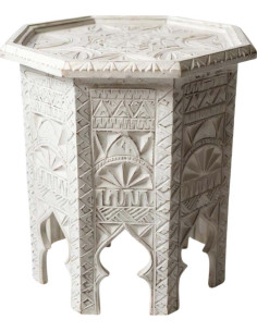 Table d'appoint en cèdre sculpté blanc
