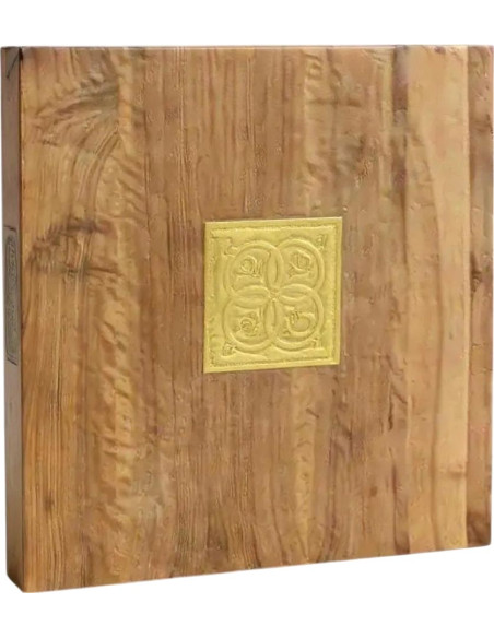 Table basse carrée en noyer et cuivre, 70 x 70 cm