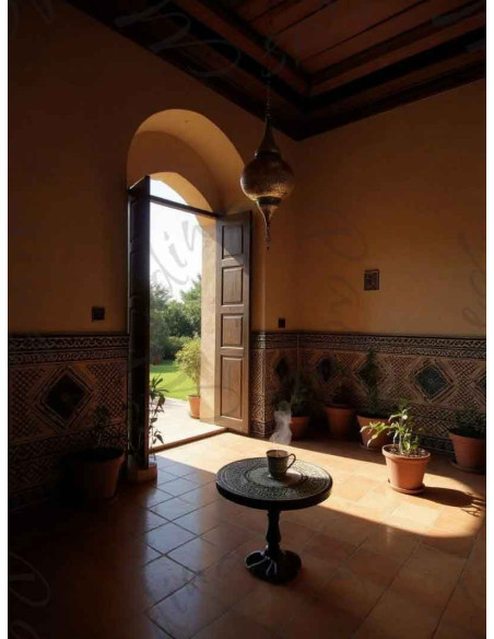 Moroccan Silver Copper Chandelier, Large, 37 in
