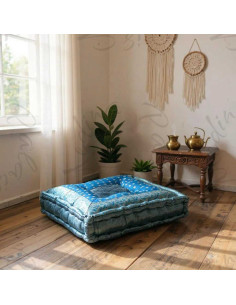 Coussin de sol brocart turquoise, 18 x 18 po 2