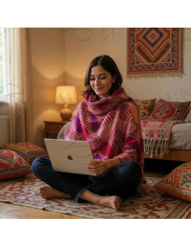 Pink and Orange Pashmina Scarf – Paisley