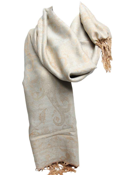 Foulard pashmina crème – motif cachemire