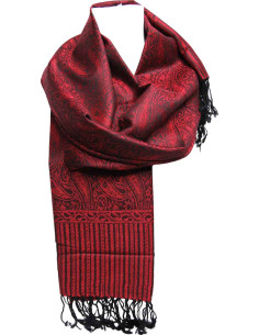 Foulard pashmina rouge bordeaux – motif cachemire