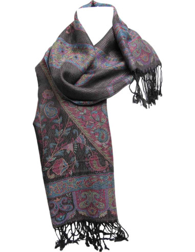 Grey and Mauve Pashmina Scarf – Paisley