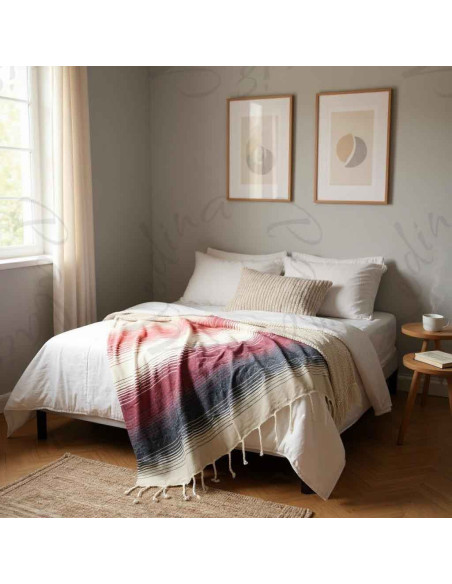Fouta en dégradé rouge et blanc