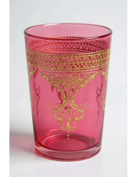 Red Moroccan Tea Glass – Gold Lattice