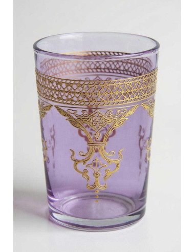 Mauve Moroccan Tea Glass – Gold Lattice