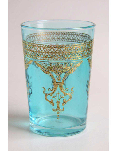 Verre à thé marocain bleu – Treillis doré