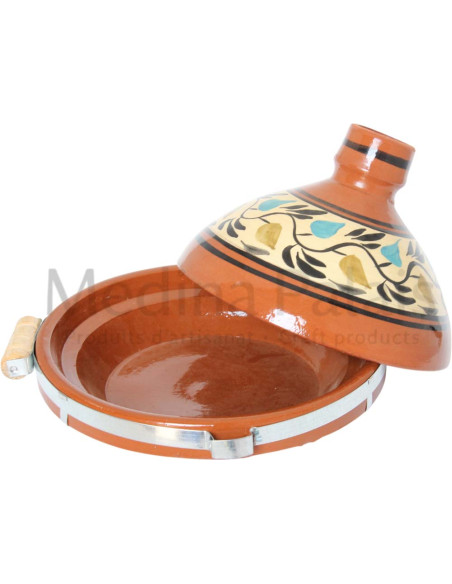 Tajine marocain en terre cuite 30 cm (12 po) – 4 à 6 personnes, fleurs bleues