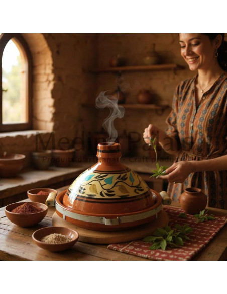 Tajine marocain de 12 pouces coloré Motif 9