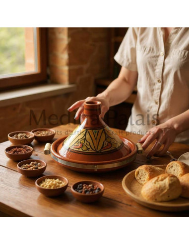 Hand-Painted Moroccan Clay Tagine 33 cm (13 in)...