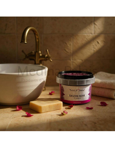 Terre d'Oléane Black Soap with Rose – 250 g