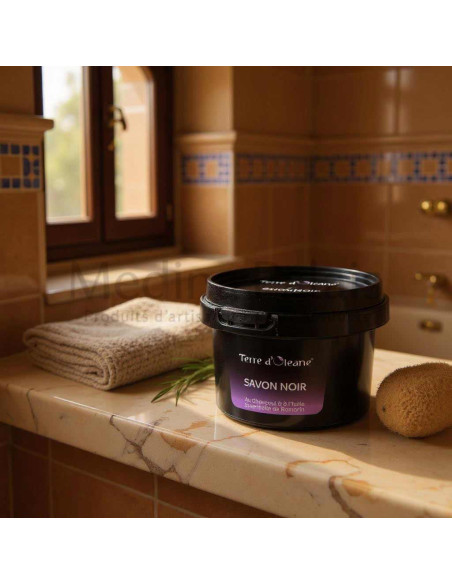 Terre d'Oléane Black Soap Ghassoul & Rosemary – 250 g