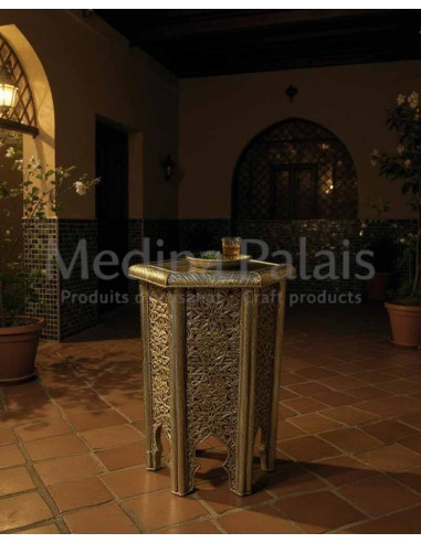 Silver Hexagonal Moroccan Table, Ø 12.5 in